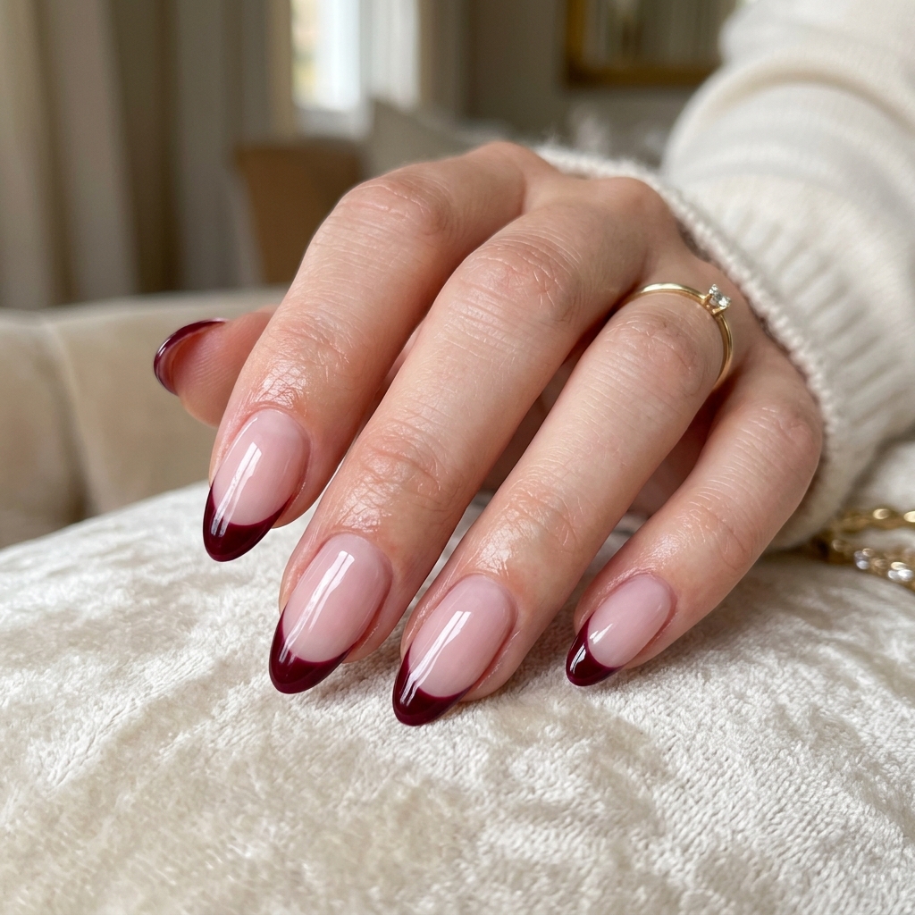 Burgundy French Tip Nails Ideas