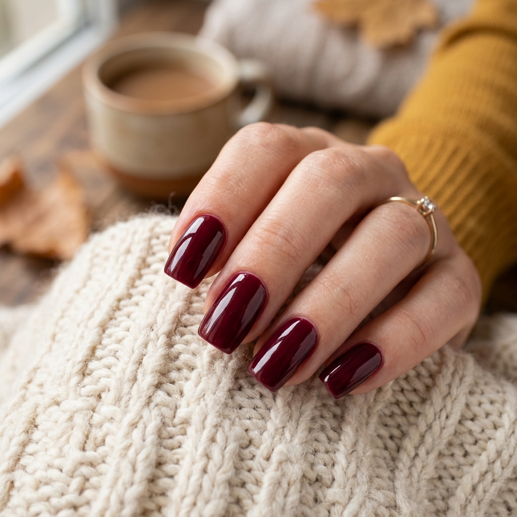 October Nail Designs: 30 Creative Ideas to Inspire Your Autumn Manicure 4 Burgundy October Nails Ideas