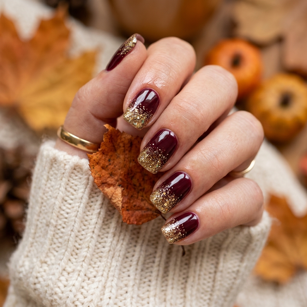 October Nail Designs: 30 Creative Ideas to Inspire Your Autumn Manicure 6 Glitter October Nail Designs Ideas