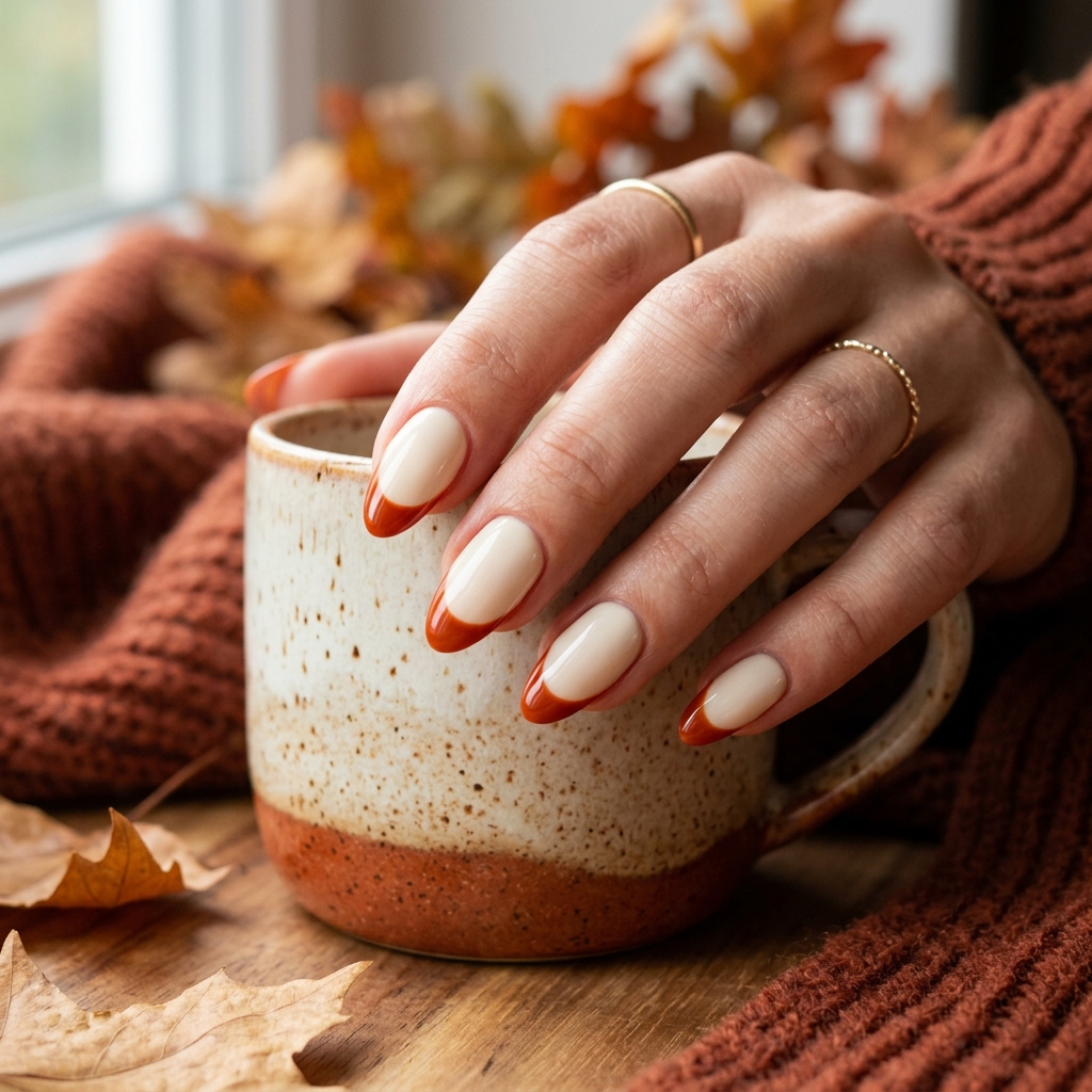 Burnt Orange French Tip Nails Ideas
