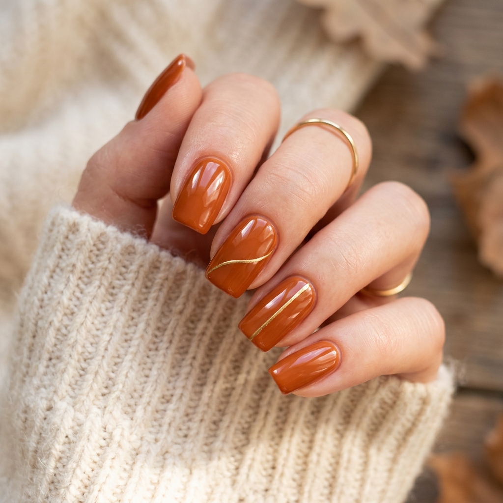 Thanksgiving Nails Ideas: 30 Festive Designs to Celebrate the Season 6 Burnt Orange Thanksgiving Nails Ideas
