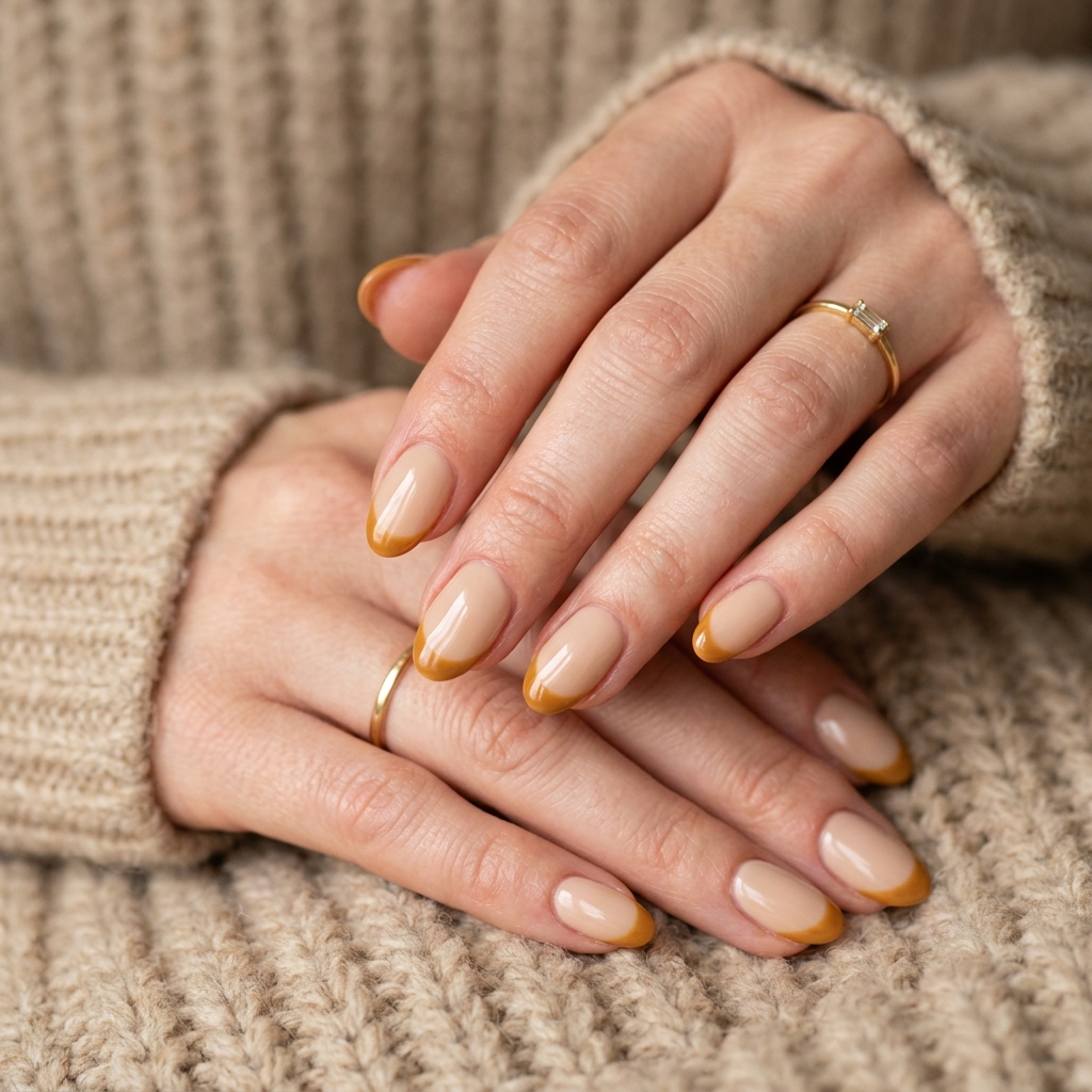 Caramel French Tip Nails Ideas