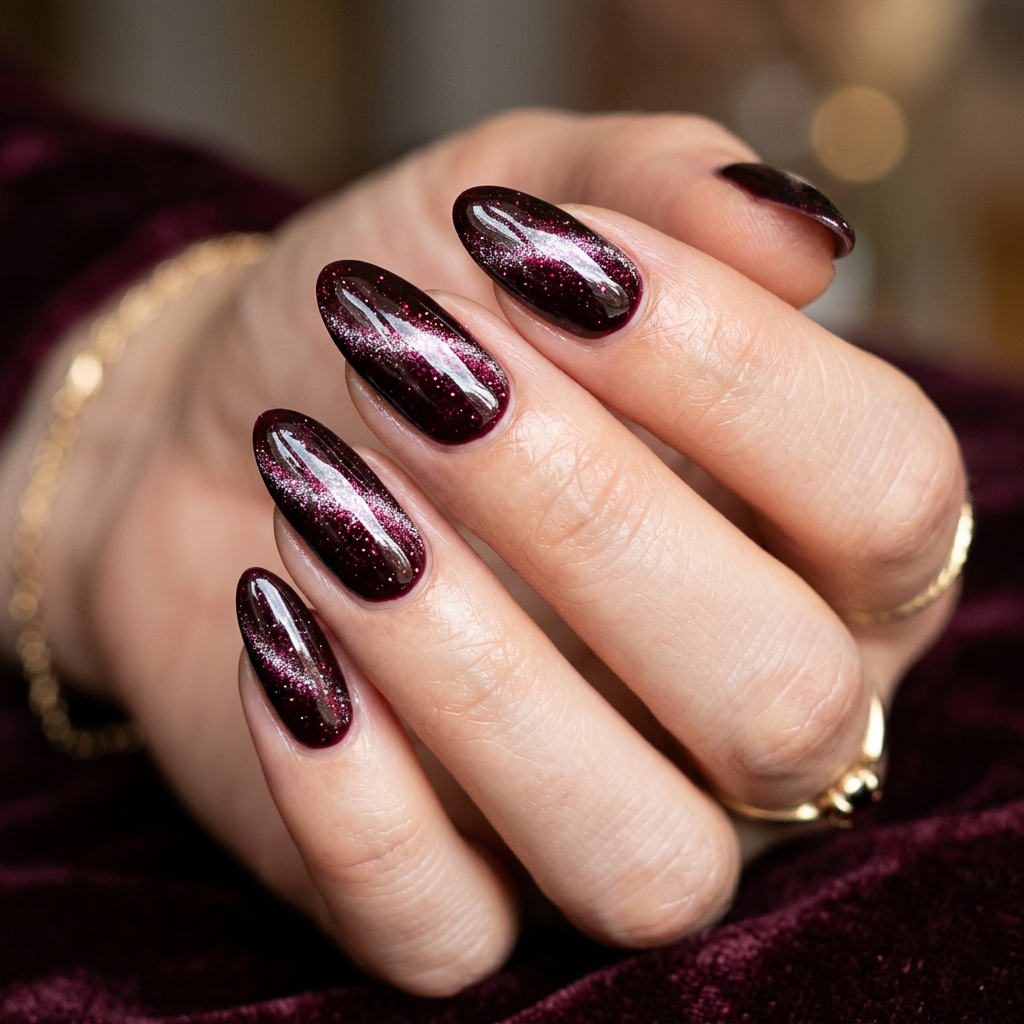 Black Cherry Nails: 30 Creative Ideas to Inspire Your Next Manicure 27 Black Cherry Cat Eye Nails Ideas