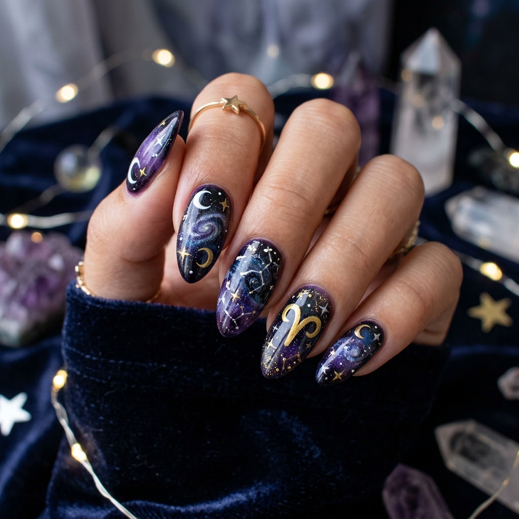 Celestial Aries Nail Art