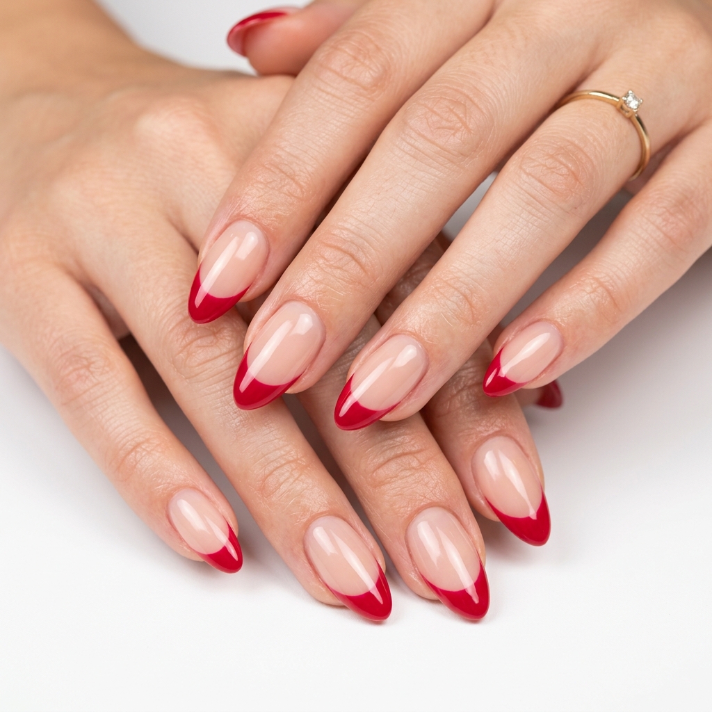 Cherry French Tip Gel Nails Ideas
