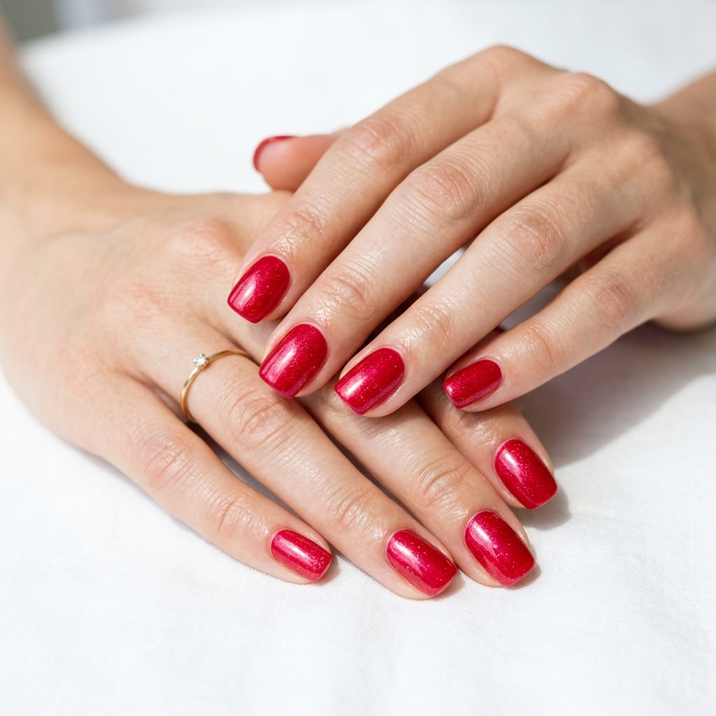 Red Sparkly Nails Ideas: 30 Dazzling Looks to Inspire Your Next Manicure 22 Shimmer red sparkly nails