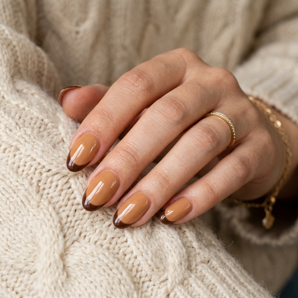 Chocolate Brown French Tip Nails Ideas