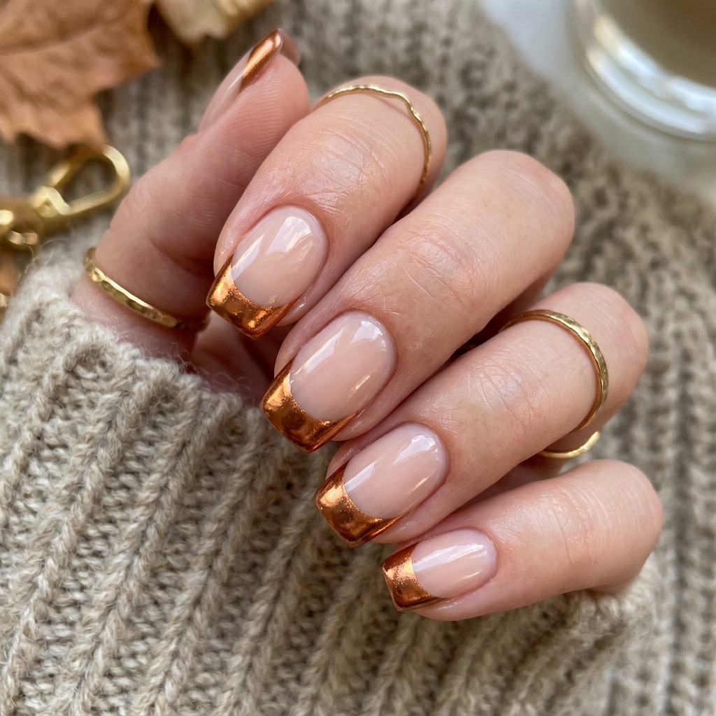 Chrome Fall French Tip Nails Ideas
