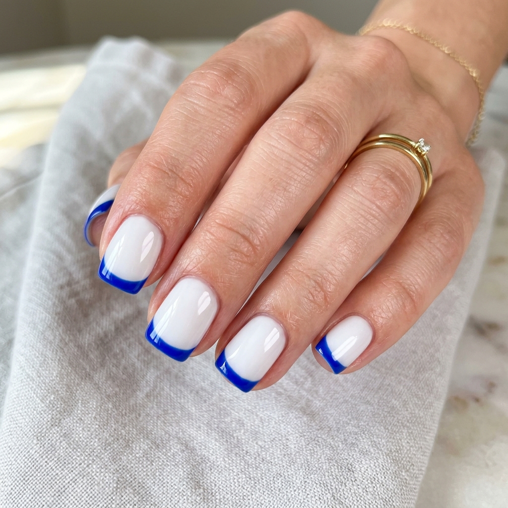 Dark Blue French Tip Nails: 30 Stunning Ideas to Inspire Your Next Manicure 5 Cobalt Blue French Tip Nail Ideas