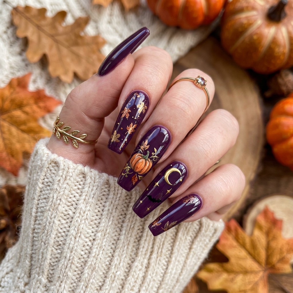 October Nail Designs: 30 Creative Ideas to Inspire Your Autumn Manicure 10 October Coffin Nail Designs Ideas