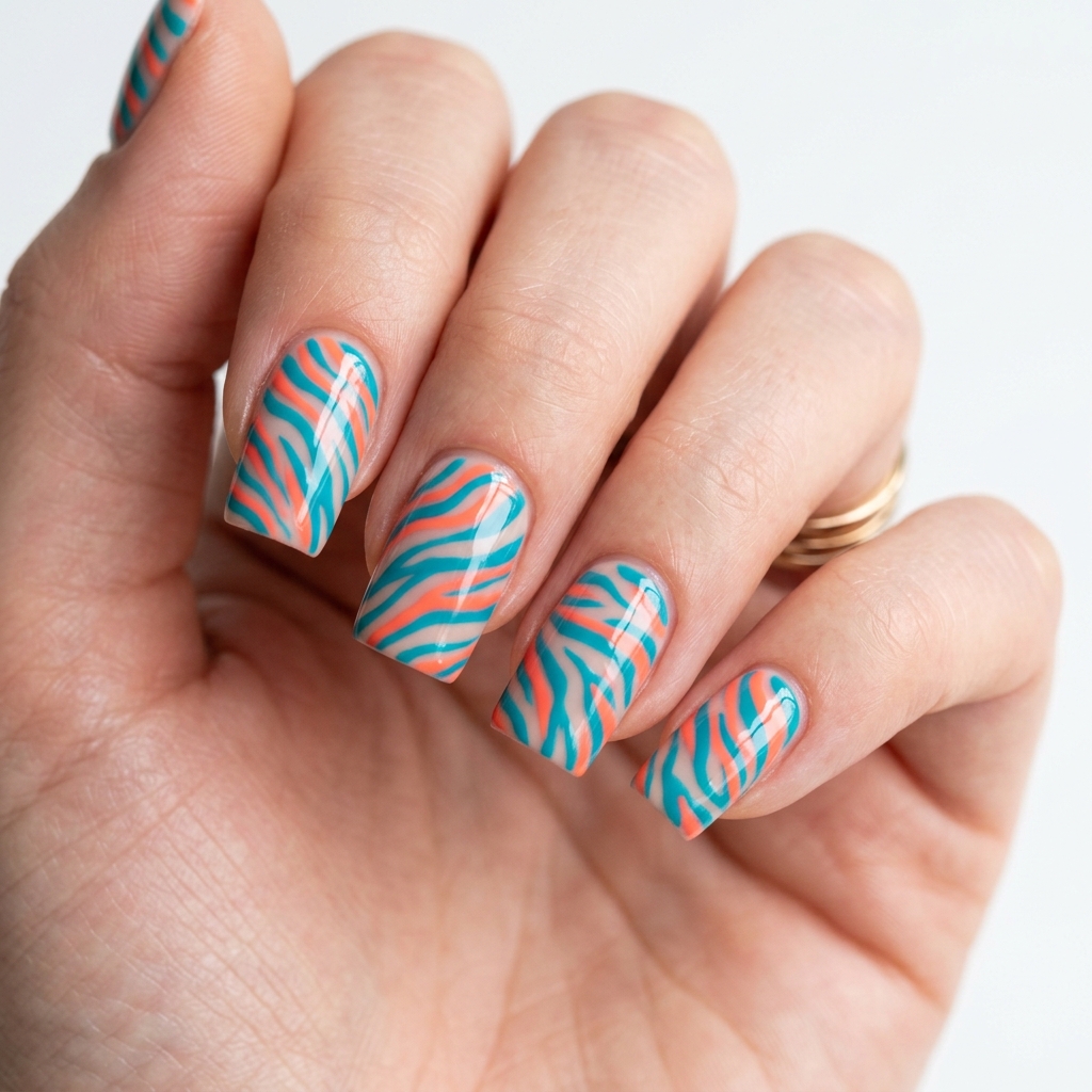 Colorful Zebra Nails Art Ideas