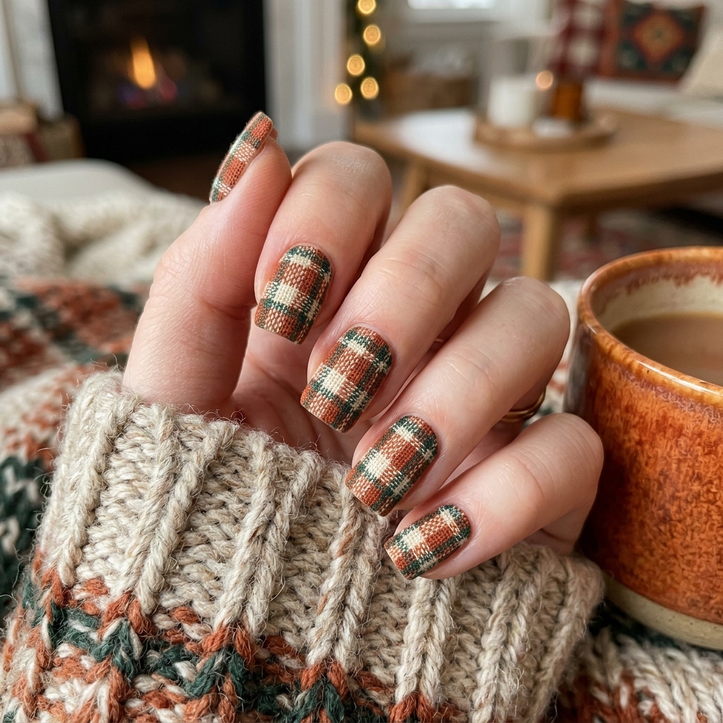 Thanksgiving Nails Ideas: 30 Festive Designs to Celebrate the Season 22 Cozy Plaid Nail Ideas