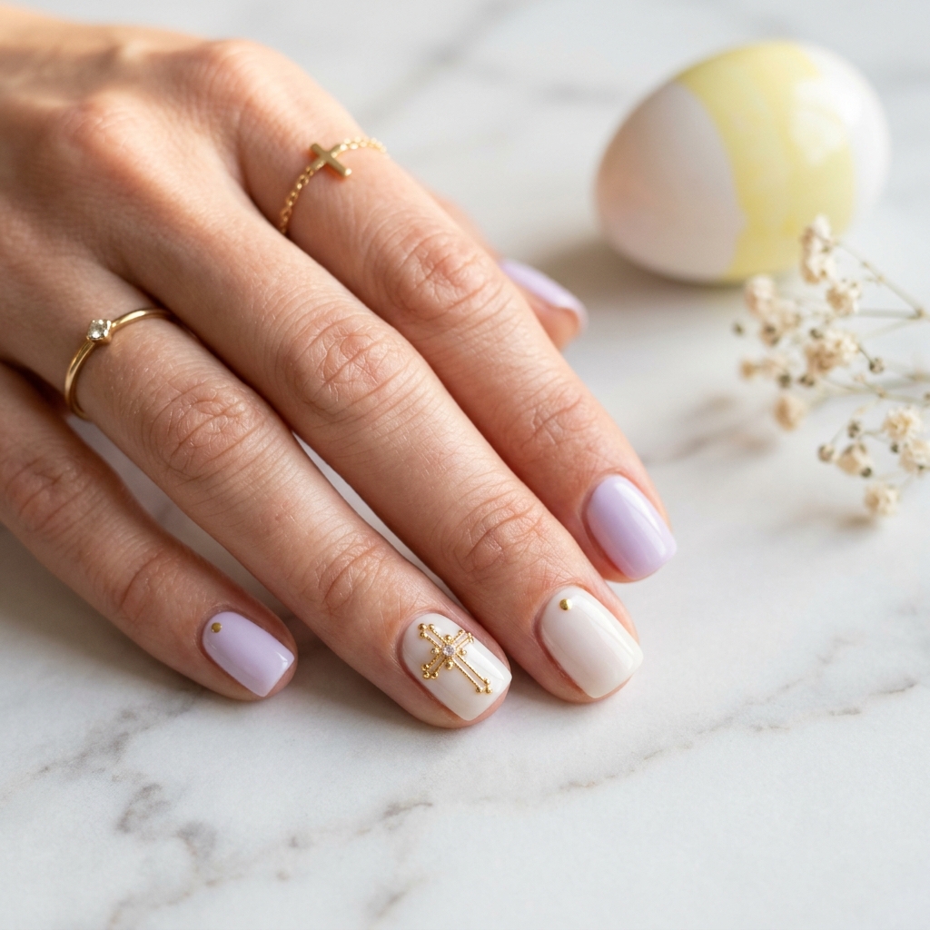 Cross Short Easter Nails Ideas