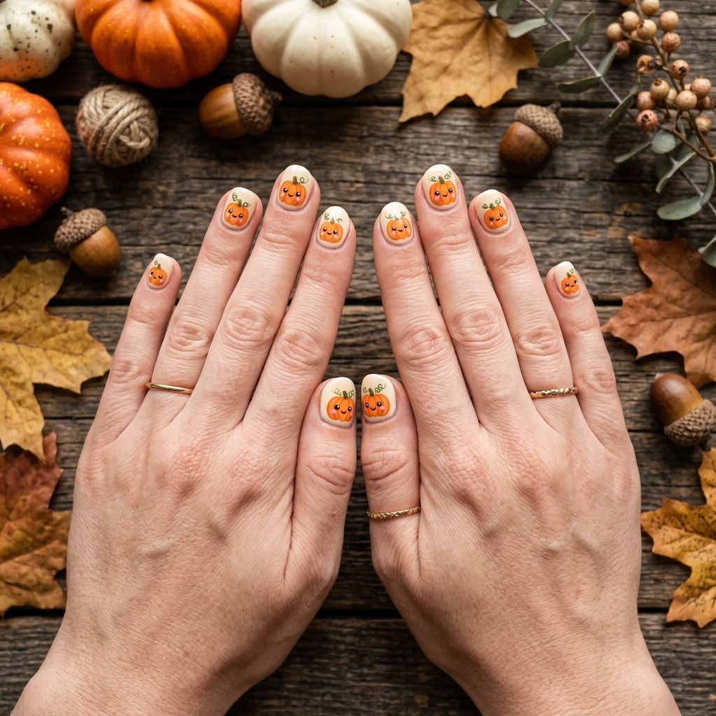 30 Pumpkin Nail Designs That Go From Adorably Cute to Absolutely Stunning 2 Cute Pumpkin Nail Designs