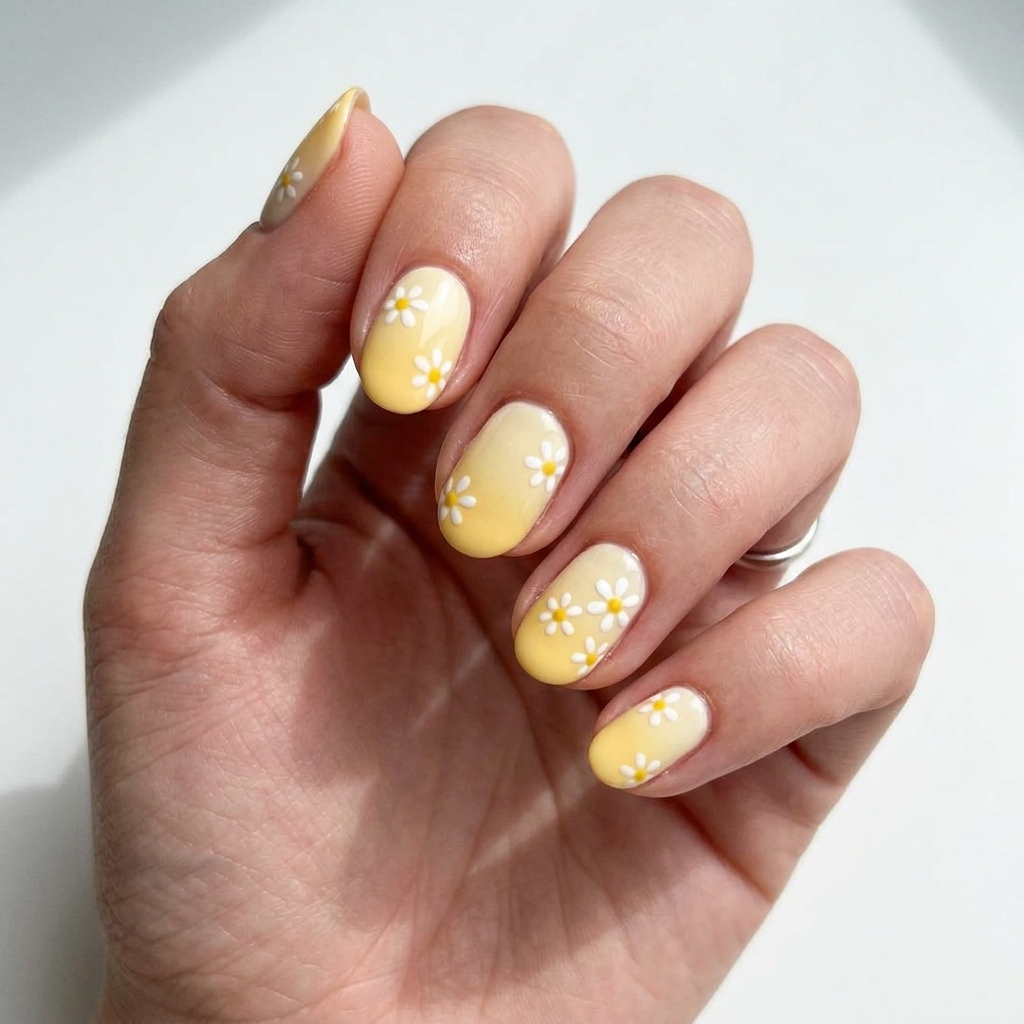 Yellow Ombre Nails 30 Ideas: The Ultimate Guide to Sunny, Gradient Manicures 30 Daisy Yellow Ombre Nail Design