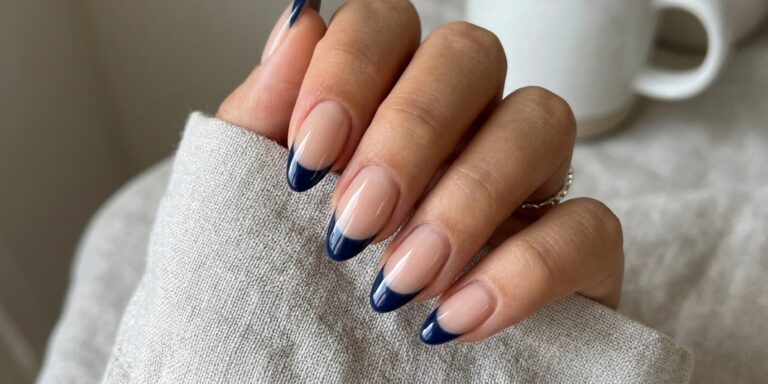 dark blue french tip nails