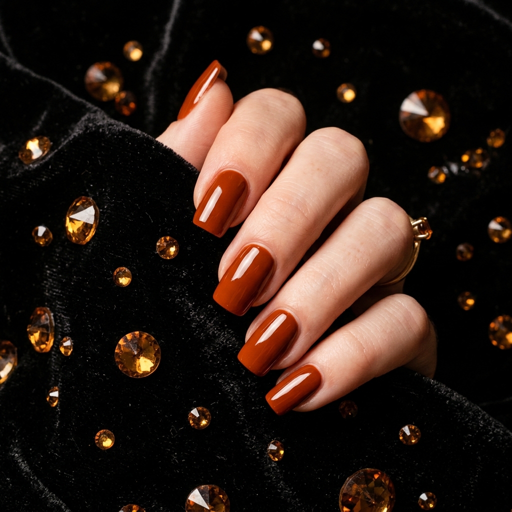 Dark Orange Fall Nails Ideas