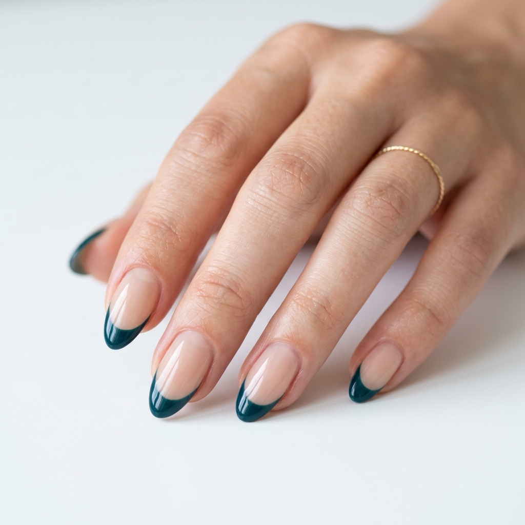 Dark Teal Nails Ideas: 30 Stunning Looks to Inspire Your Next Manicure 10 French Tip Dark Teal Nails