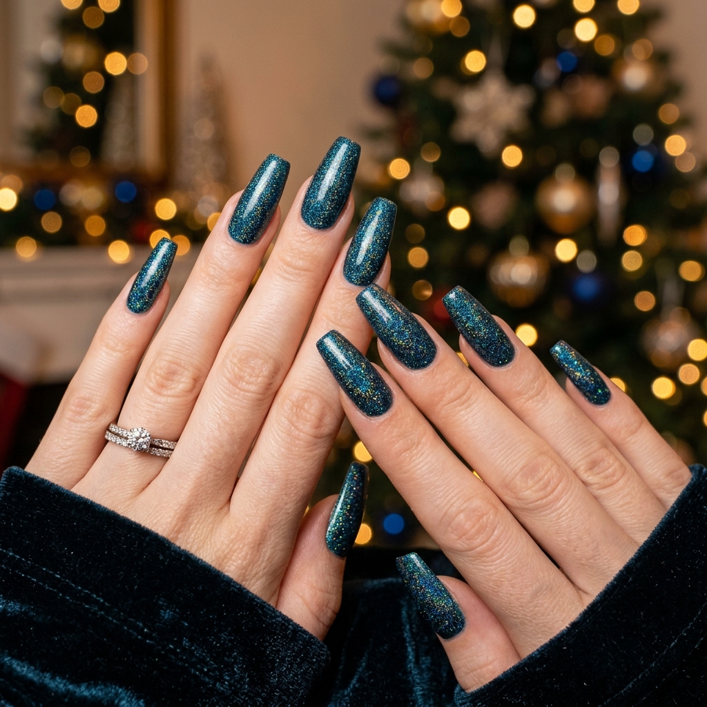 Dark Teal Nails Ideas: 30 Stunning Looks to Inspire Your Next Manicure 8 Glitter Dark Teal Nails