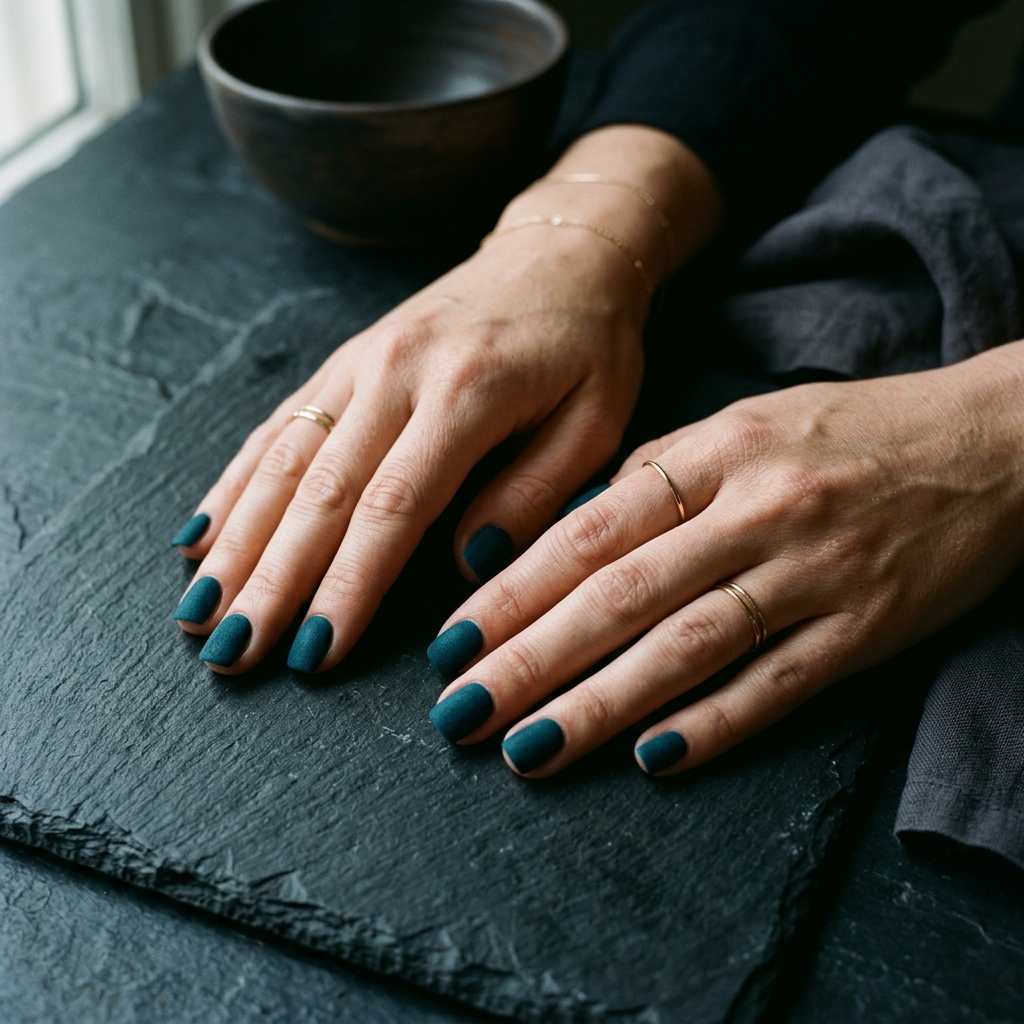 Dark Teal Nails Ideas: 30 Stunning Looks to Inspire Your Next Manicure 7 Matte Dark Teal Nails