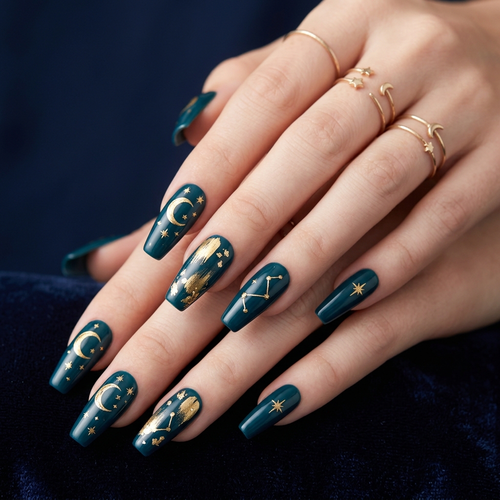 Dark Teal Nails Ideas: 30 Stunning Looks to Inspire Your Next Manicure 27 Dark Teal Nail Art Designs