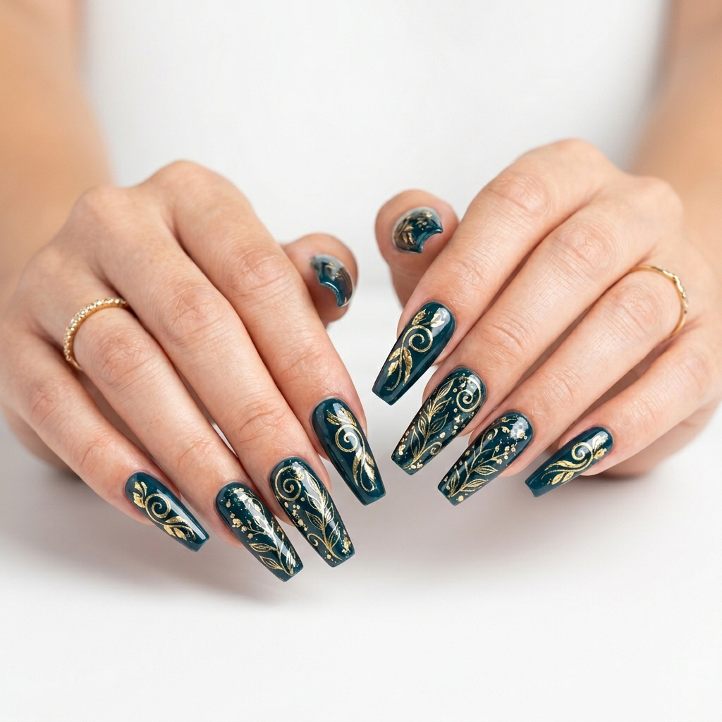 Dark Teal Nails Ideas: 30 Stunning Looks to Inspire Your Next Manicure 6 Dark Teal Nail Designs