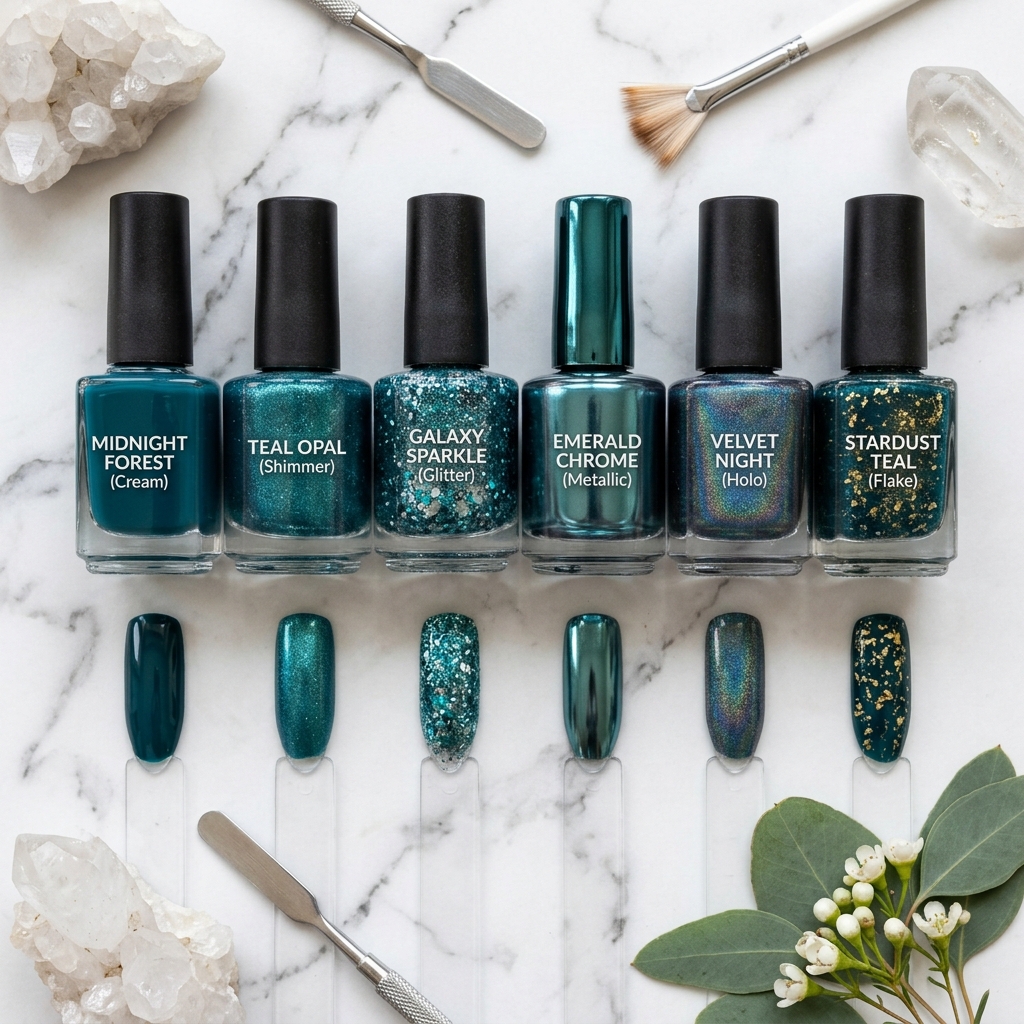 Dark Teal Nails Ideas: 30 Stunning Looks to Inspire Your Next Manicure 22 Dark Teal Nail Polish Ideas