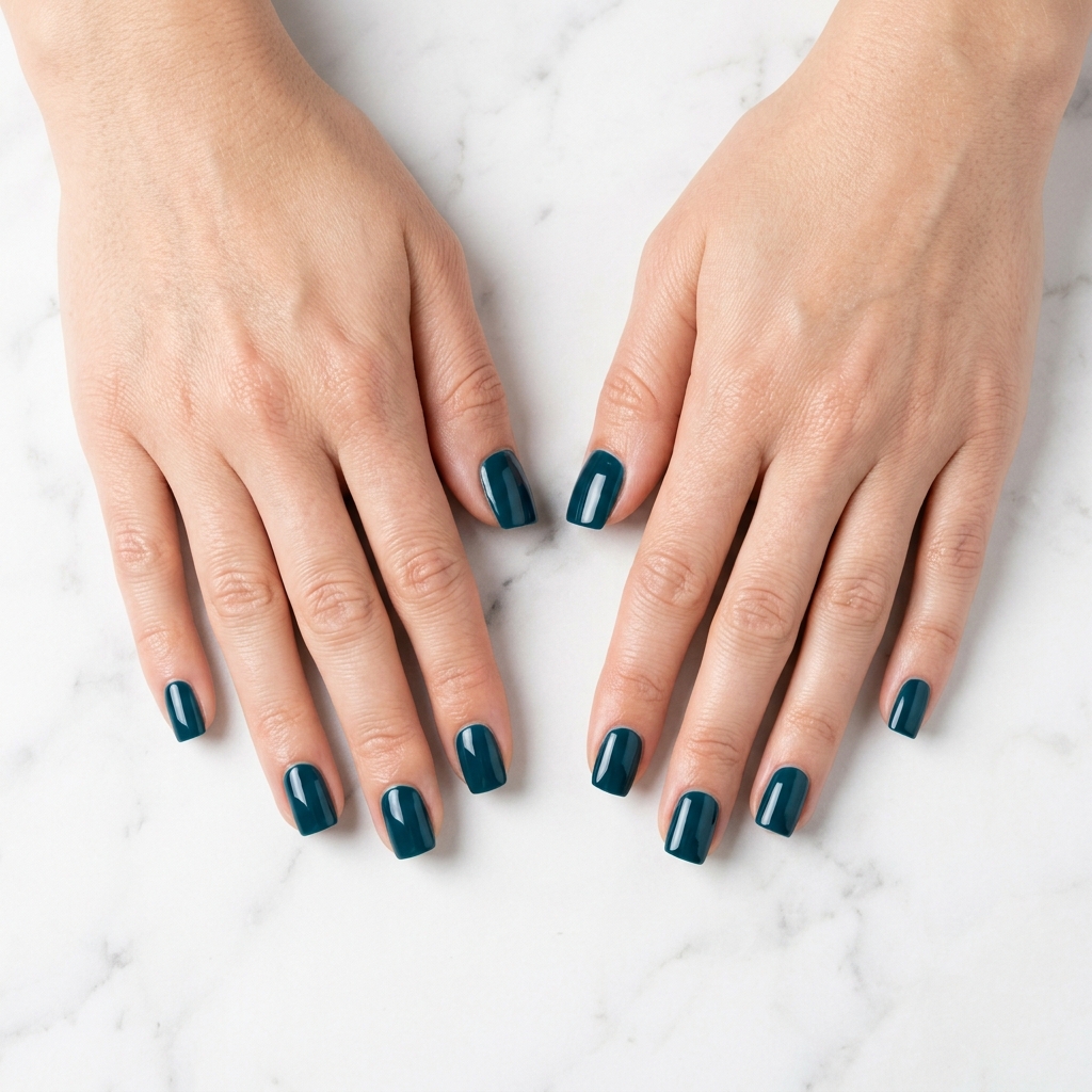 Dark Teal Nails Ideas: 30 Stunning Looks to Inspire Your Next Manicure 12 Square Dark Teal Nails