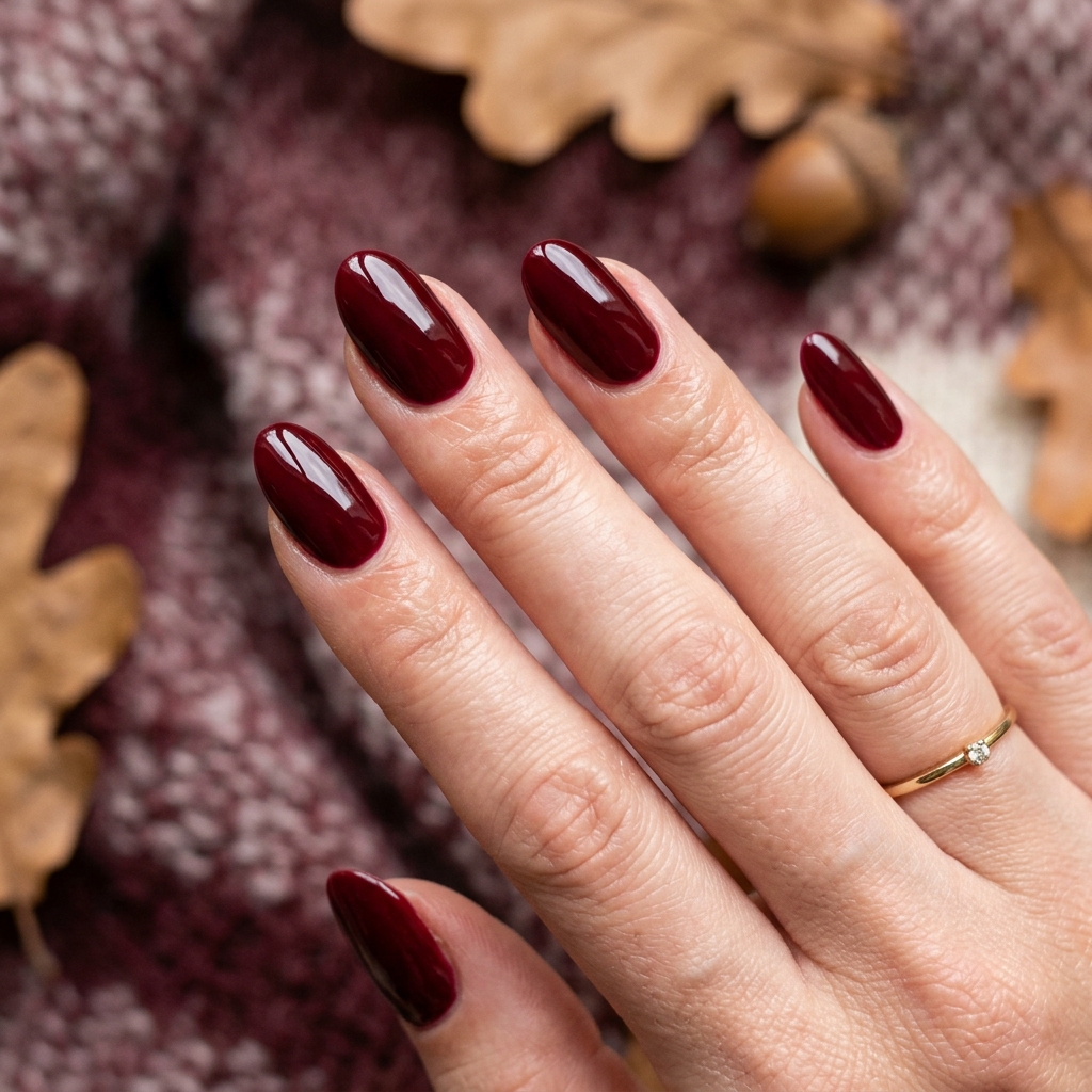 October Nail Designs: 30 Creative Ideas to Inspire Your Autumn Manicure 27 Deep Red October Nails Ideas