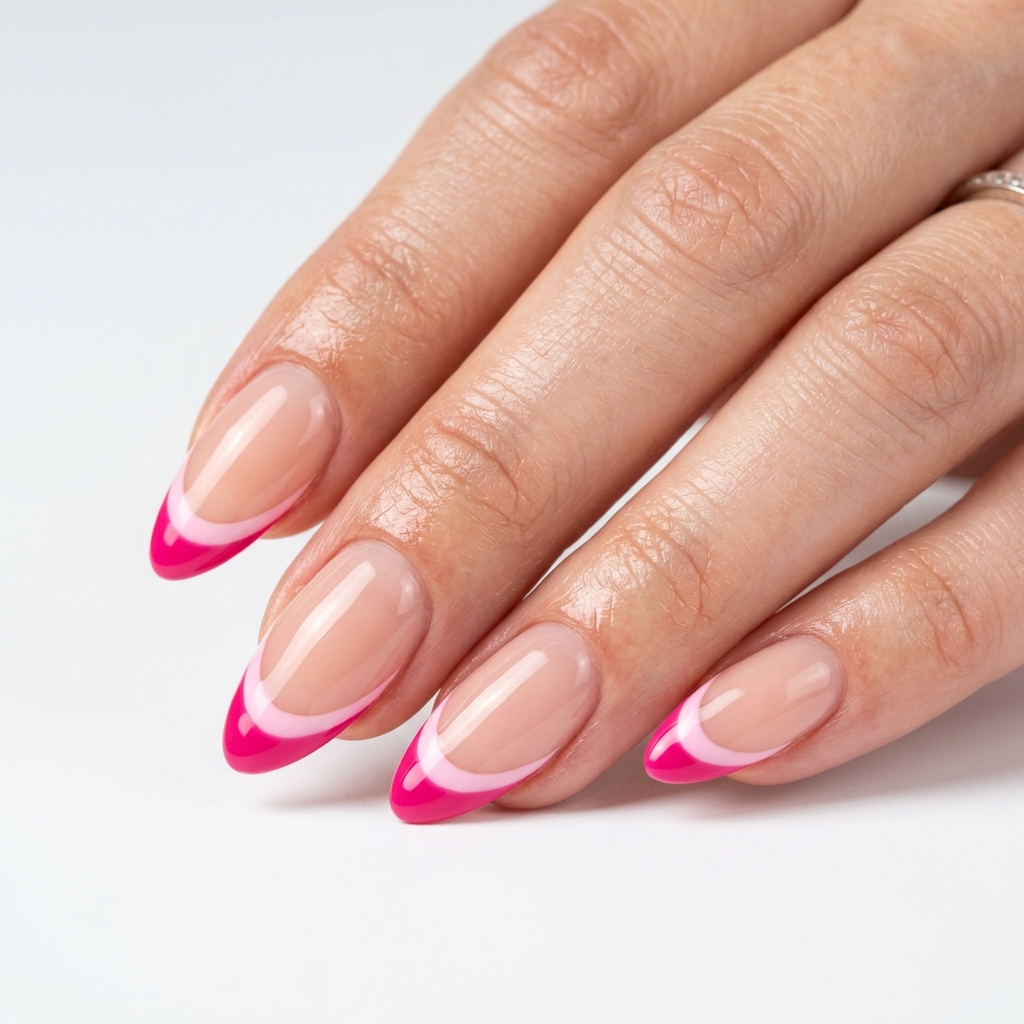 Hot Pink French Tip Nails 30 Ideas: The Ultimate Guide to Bold and Playful Nail Inspiration 11 Double Hot Pink French Tip Nails