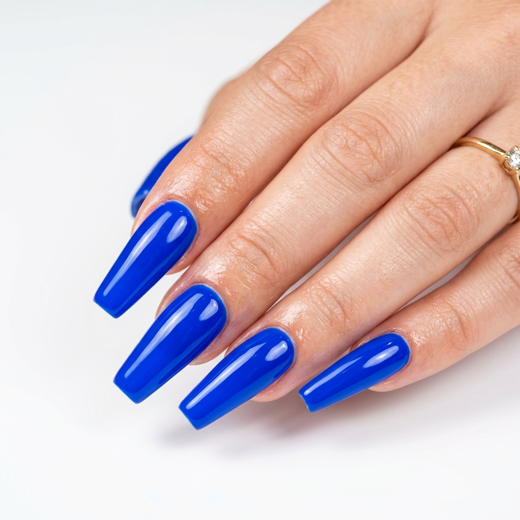 Electric Blue Coffin Nail Ideas