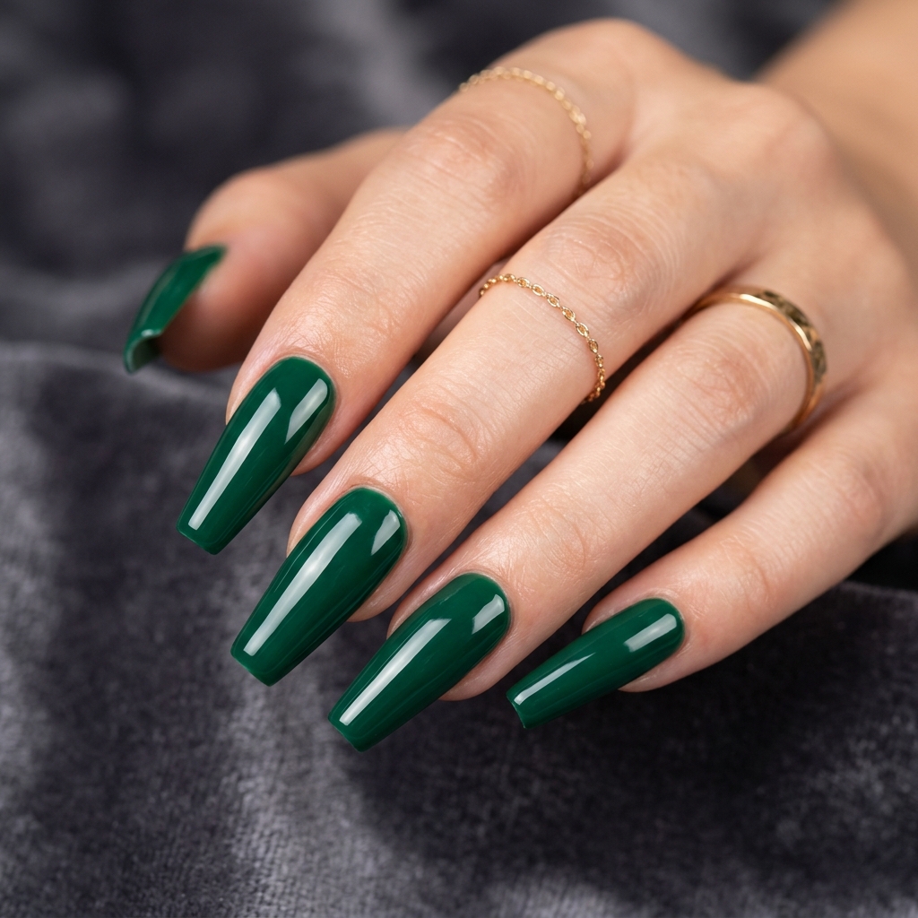 Emerald Green Nail Designs: 30 Stunning Ideas to Inspire Your Next Manicure 5 Emerald Green Coffin Nail Ideas