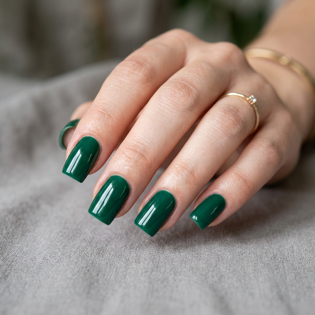 Emerald Green Nail Designs: 30 Stunning Ideas to Inspire Your Next Manicure 19 Glossy Emerald Green Nail Designs
