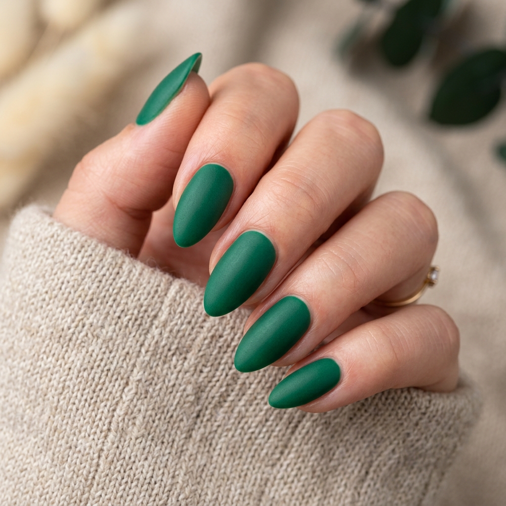 Emerald Green Nail Designs: 30 Stunning Ideas to Inspire Your Next Manicure 12 Emerald Green Matte Nail Ideas