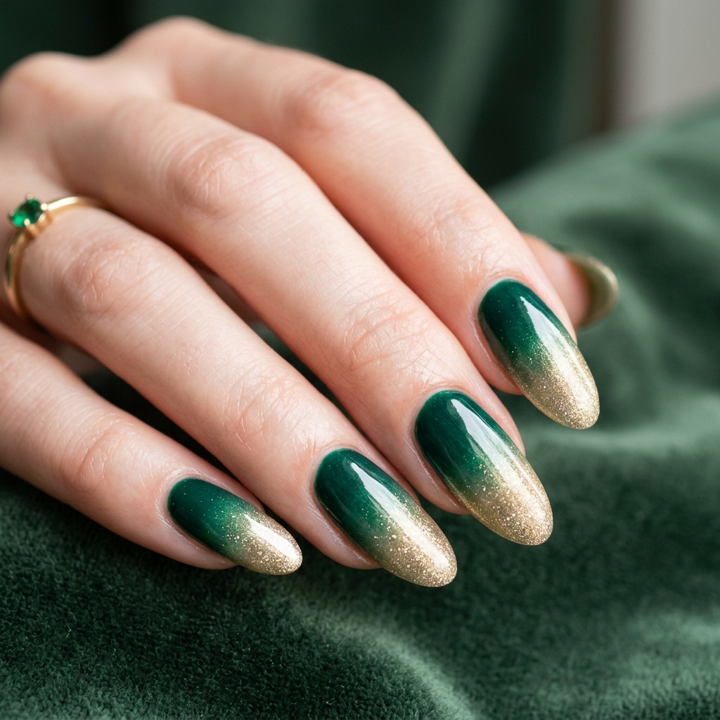 Emerald Green Nail Designs: 30 Stunning Ideas to Inspire Your Next Manicure 3 Ombre Emerald Green Nail Designs Ideas