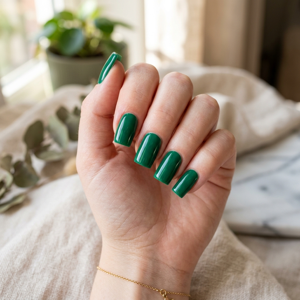 Emerald Green Nail Designs: 30 Stunning Ideas to Inspire Your Next Manicure 7 Emerald Green Square Nail Ideas