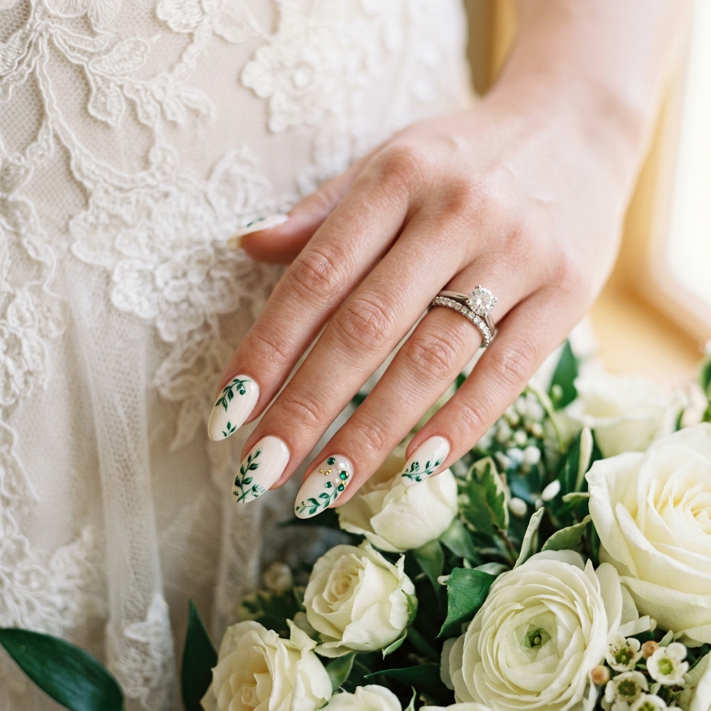 Emerald Green Nail Designs: 30 Stunning Ideas to Inspire Your Next Manicure 16 Emerald Green Wedding Nail Ideas