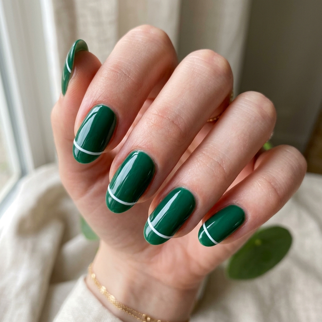 Emerald Green Nail Designs: 30 Stunning Ideas to Inspire Your Next Manicure 25 Emerald Green with White Accent Nail Ideas