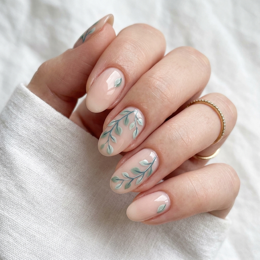 Leaf Nail Art: 30 Stunning Nature Inspired Ideas for Your Next Manicure 20 Eucalyptus Leaf Nail Art Ideas
