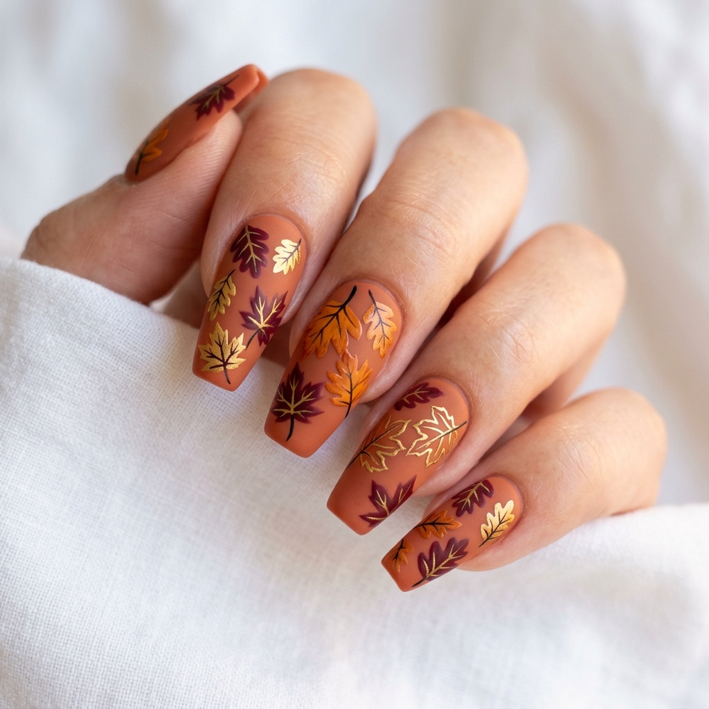Leaf Nail Art: 30 Stunning Nature Inspired Ideas for Your Next Manicure 8 Fall Leaf Nail Art Ideas
