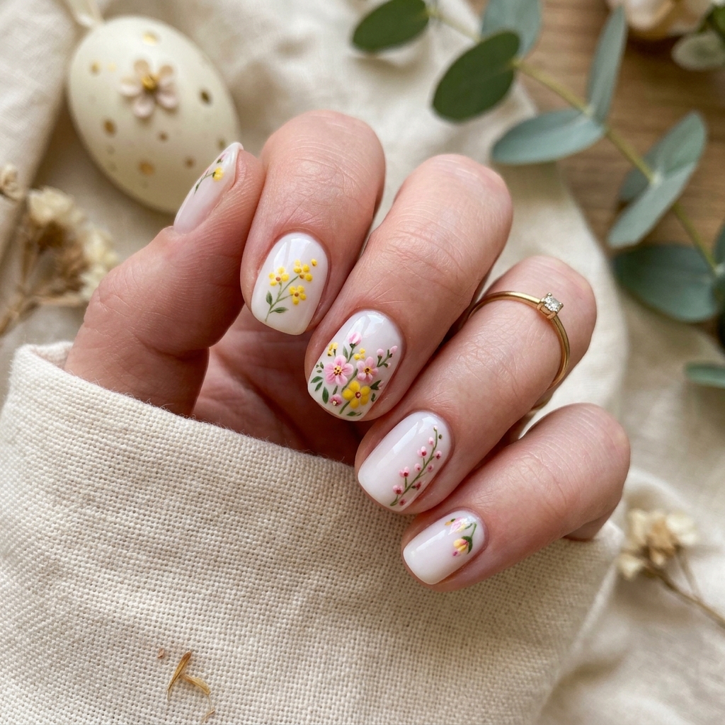 Floral Short Easter Nails Ideas