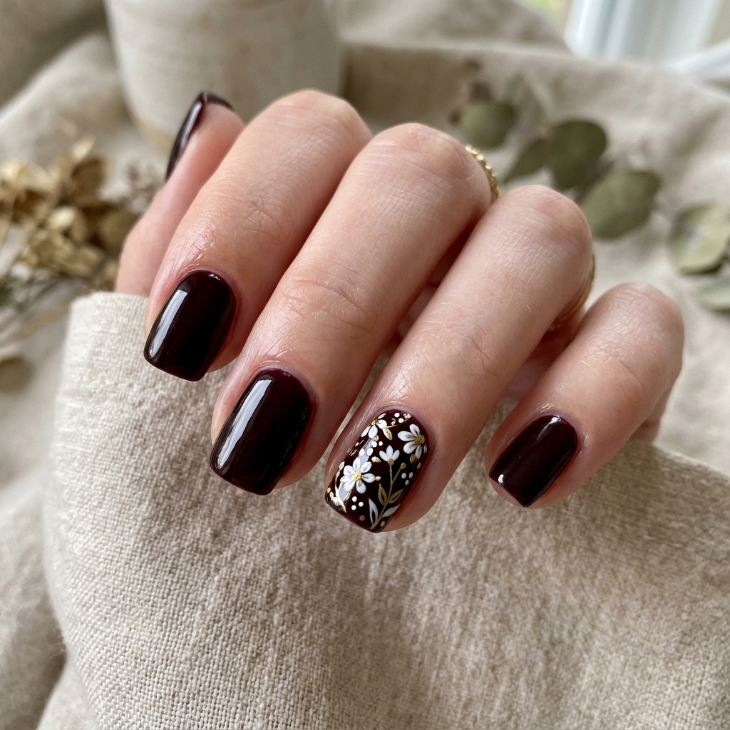 Black Cherry Nails: 30 Creative Ideas to Inspire Your Next Manicure 20 Black Cherry Floral Nails Ideas