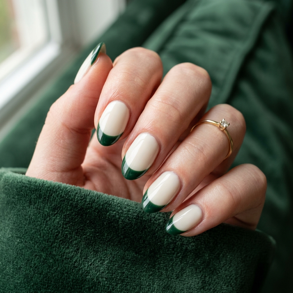 Forest Green French Tip Nails Ideas