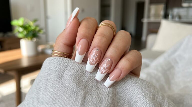 French Tip Coffin Nails