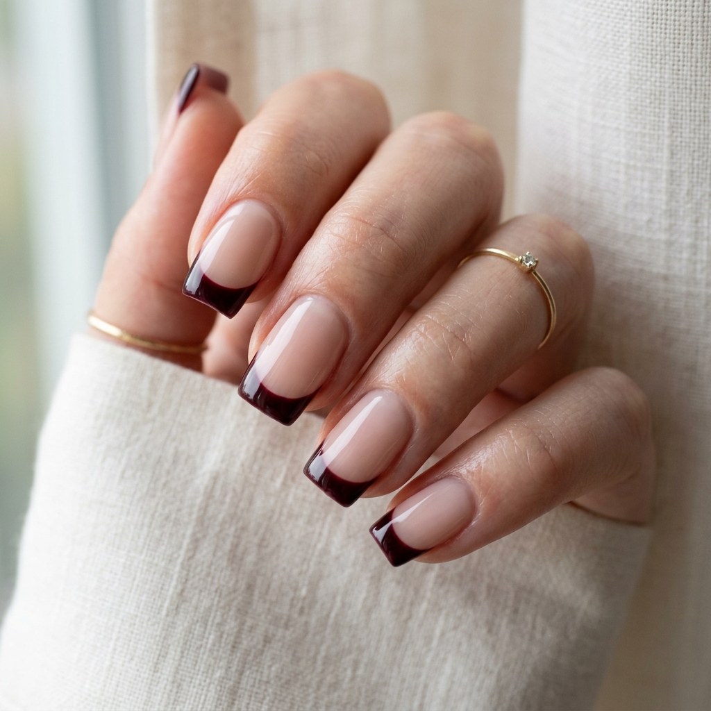 Black Cherry Nails: 30 Creative Ideas to Inspire Your Next Manicure 6 Black Cherry French Tip Nails Ideas