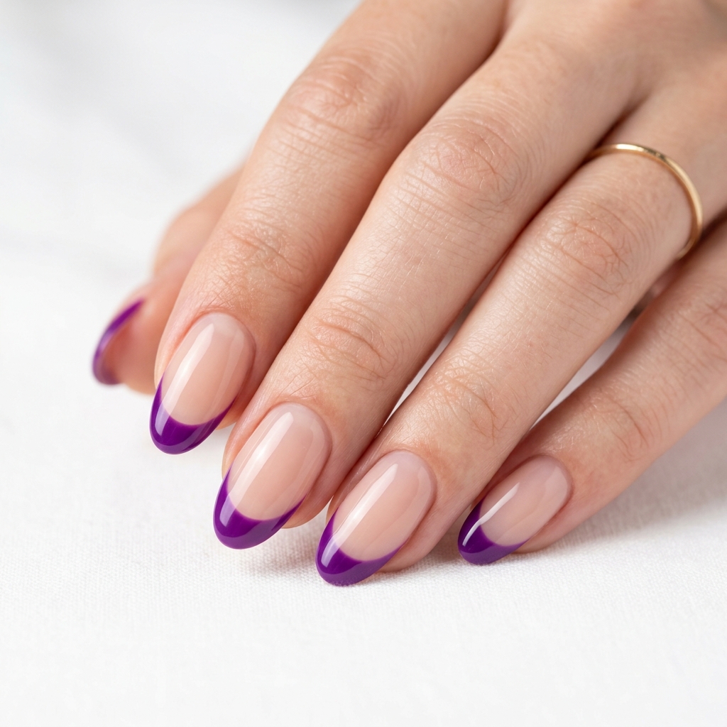 Purple French Tip Nails: 30 Stunning Ideas to Inspire Your Next Manicure 15 Gel Purple French Tip Nails Ideas