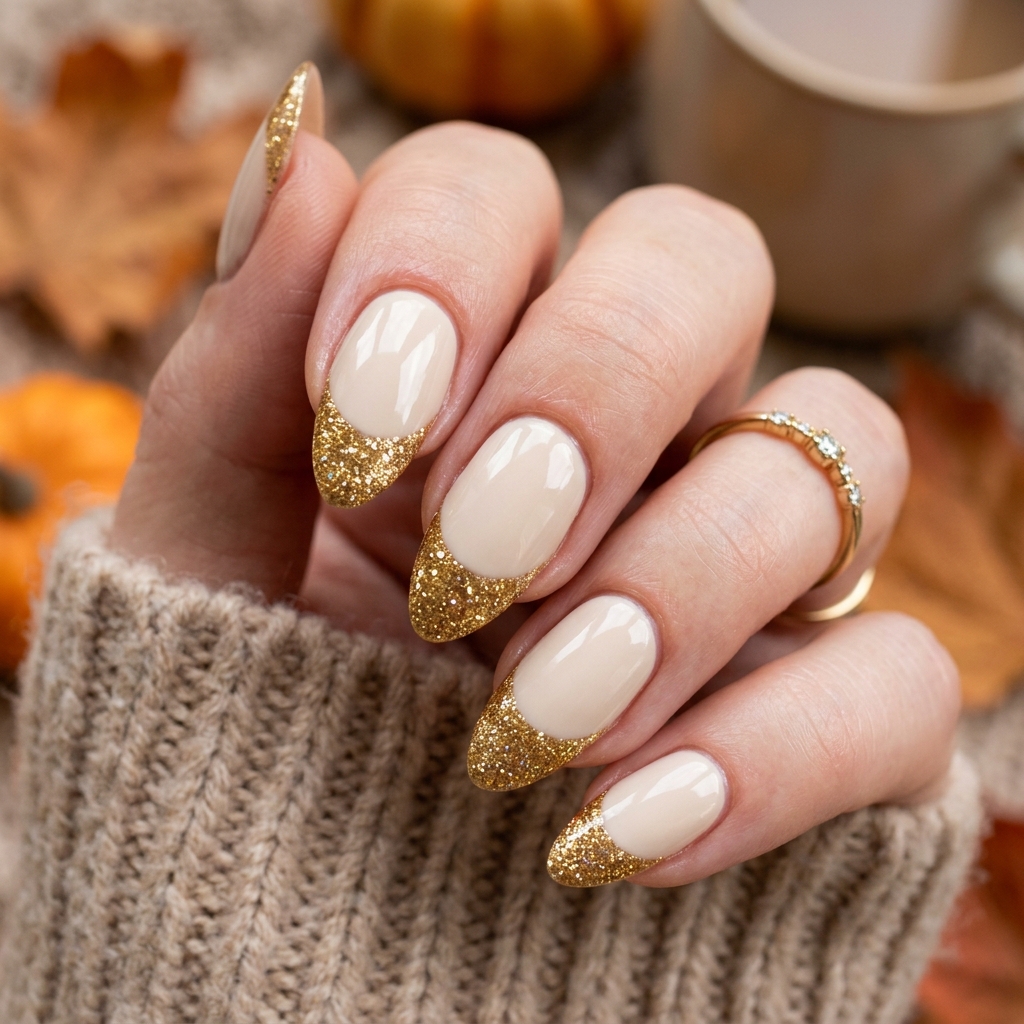 Glitter Fall French Tip Nails Ideas