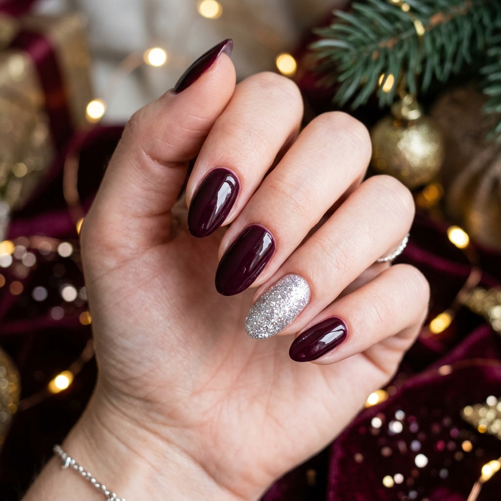 Black Cherry Nails: 30 Creative Ideas to Inspire Your Next Manicure 9 Glitter Black Cherry Nails Ideas