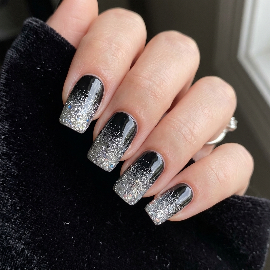 Black Sparkly Nails: 30 Creative Ideas to Inspire Your Next Manicure 2 Red Glitter Ombre Nails Ideas