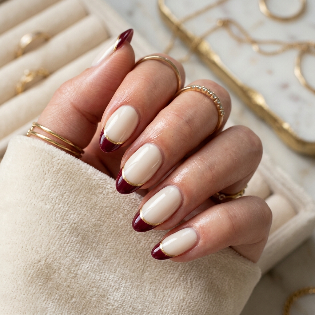 Gold Accent French Tip Nails Ideas